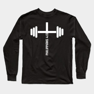 Christian Fitness Philippians 4 13 Bible Verse Long Sleeve T-Shirt